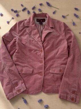 Y2K Roxy Pink Corduroy Blazer Jacket Women's Large 3 Button‎